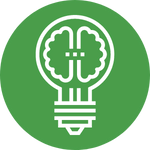 icon of lightbulb with brain inside